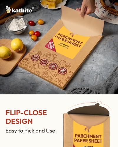 image for Katbite 120Pcs 8x12 inches Parchment Paper Sheets, Heavy Duty Unbleach