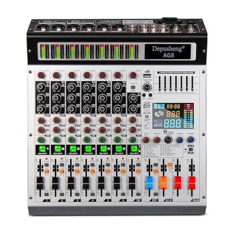 Depusheng AG8 8-Channel DJ Mixer with USB Cover