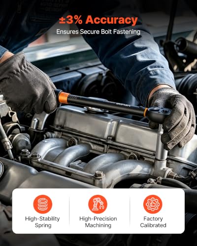 Image of VEVOR Torque Wrench 3 /8-inch Drive Click Torque Wrench Dual Scale Readings, 5-45 lbf-ft / 6.8-61.2 N.m, ±3% High Precision, with Spark Plug Sockets, Bits, Universal Joint, Extension Bar, Storage Case