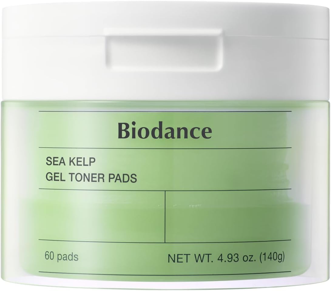 Biodance Sea Kelp Gel Toner Pads, Calming Toner Pads for Sensitive Skin, Oil & Sebum Control, Refreshing Blemish Care, Pre-Soaked Pads, Korean Skin Careㅣ4.93 fl.oz.(140g)*60Pads