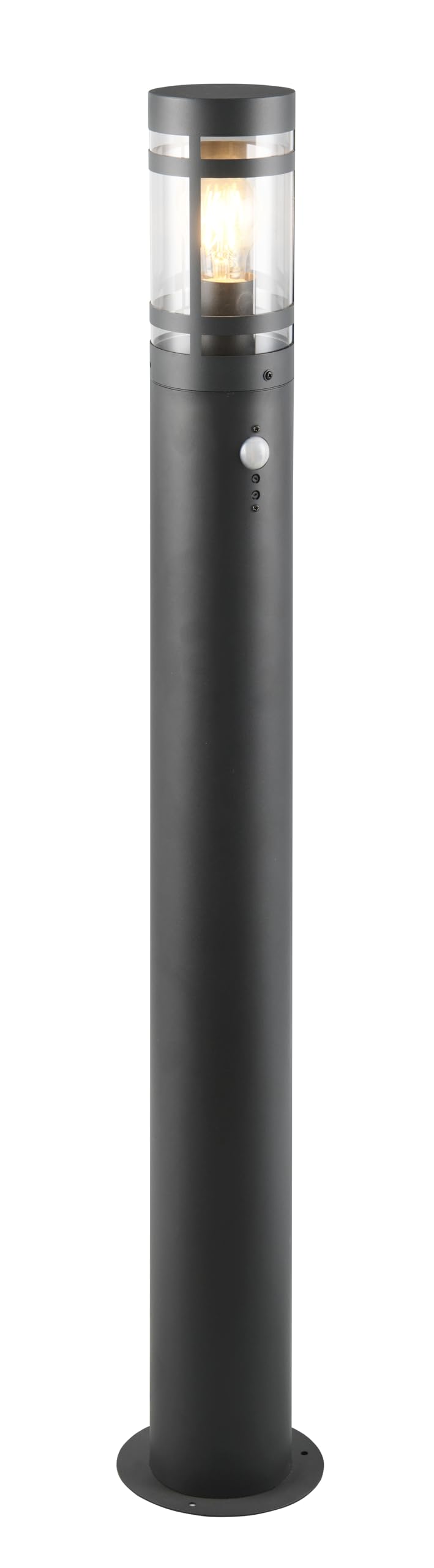 Reality Leuchten Außen Wegeleuchte Paloma R41719142, Metall Anthrazit, Schirm Kunststoff klar, exkl. 1x E27, Bewegungsmelder