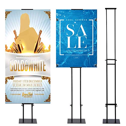 VAIIGO Rack de exhibición de tablero KT, Marco de cartel publicitario, Soporte de cartel de letrero de hierro, Altura ajustable (Black)