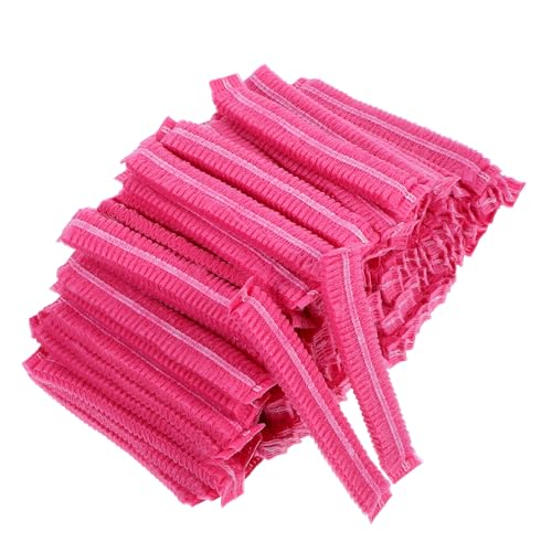 iplusmile 100 Gorros Desechables de Malla No Tejida Cabello Color Rosa 21 Pulgadas Transpirables y Ligeros Ideales para Uso Hospital Salón de Belleza y Sector Alimentario