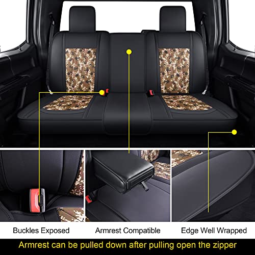 Gxt Car Seat Cover Full Set With Waterproof Leather, Automotive Seat Cushion For Pickup Truck Fit For Select 2009-2022 Ford F-150 Models And 2017-2022 F250 F350 F450 Models (Desert Camouflage) #TOP3