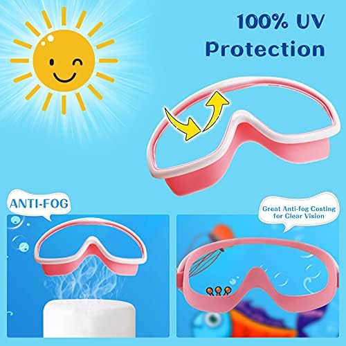 Elimoons Kids Swimming Goggles No Leaking Anti-Fog UV Protection Nose Cover Swim Google for Chilren
