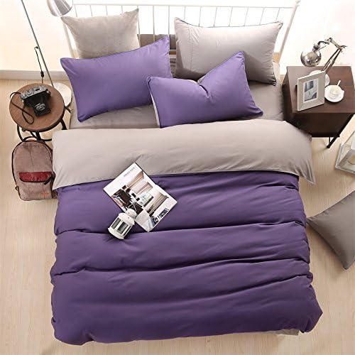 Hla Bed Set Minimalist Solid Color Double Pinyin Is 4 Sets of Sheets Kit , Bedding Smoked Purple ,1.8 2.02.3M Bed (M)