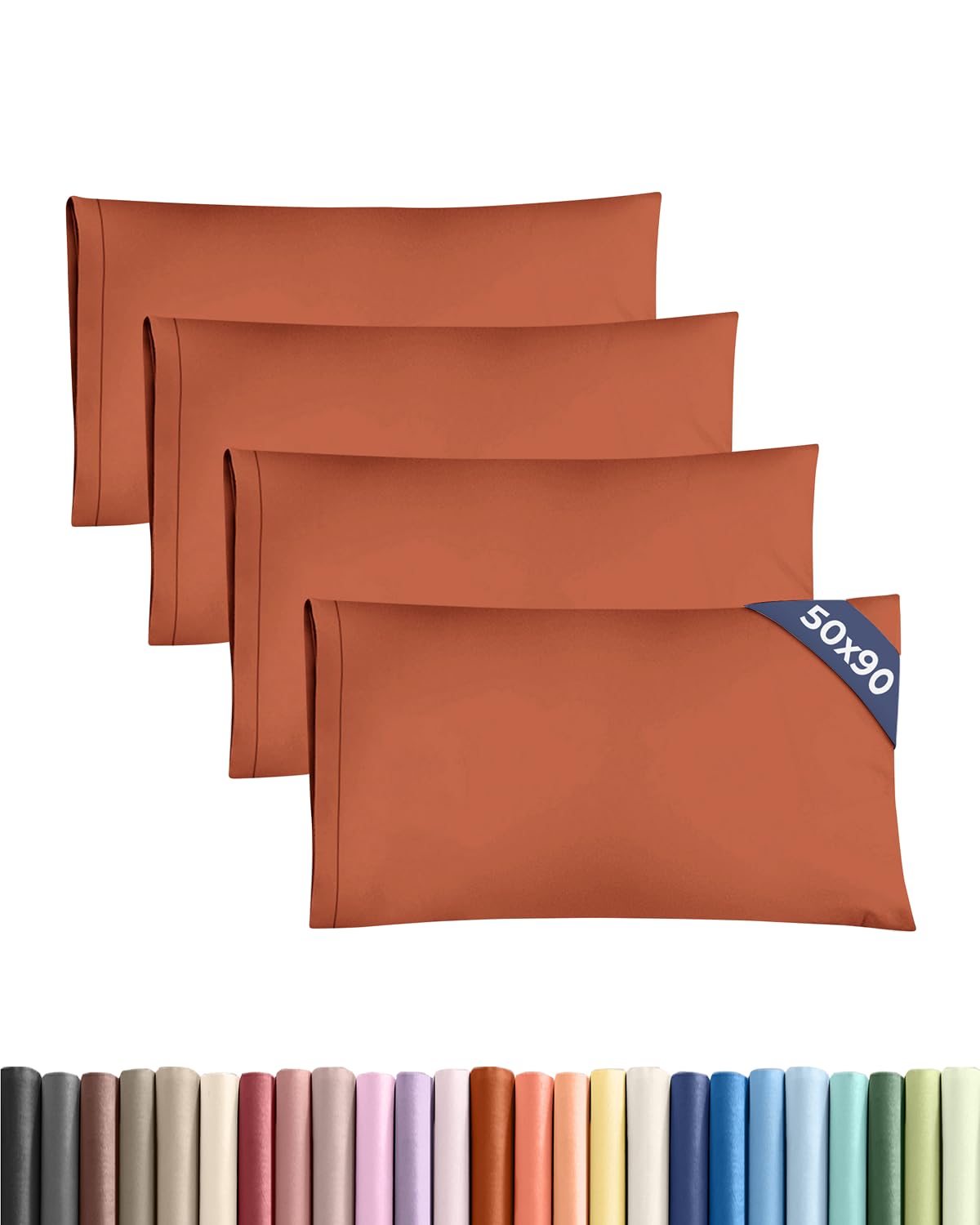 CGK 4 Pack King Size Terracotta Pillow Cases 50x90 cm with Envelope Closure - Brushed Microfiber - Soft, Wrinkle & Fade Resistant - Breathable, Hypoallergenic & OEKO-TEX Standard 100 Certified