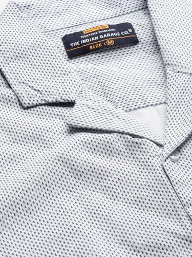 Image of The Indian Garage Co Men's Cotton Slim Fit Polka Dot Shirt & Pant Lounge Wear Set