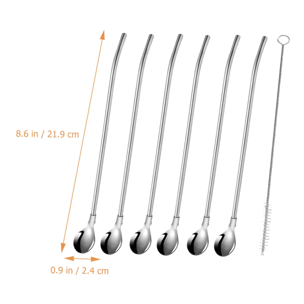 NAMOARLY 304 Stainless Steel Straw Spoon 6 Pack Stirring Spoons Silverware for Kitchen Multi-function