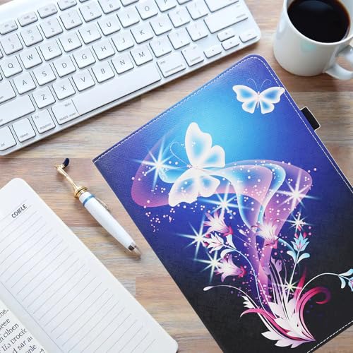 Image of Universal 10 10.1 11 Inch Android Tablet Case, Dluggs Multi-Angle Viewing Stand Case Cover with Hand Strap for 9.5-11 Inch Tablet, Butterfly Flower