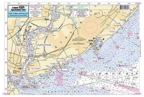 Captain Segull’s Inshore New York Lower Bay, Raritan River/Great Kills to Rockaway, NY Fishing Nautical Chart