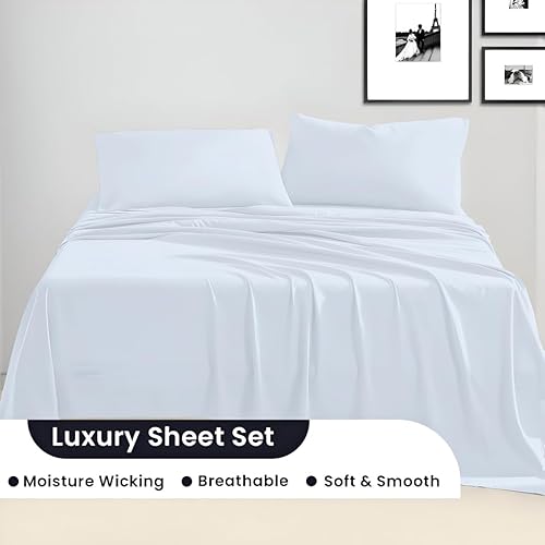 Miniatura 3 de SGI bedding - Juego de sábanas de lujo tamaño RV King 100 % algodón egipcio suave, colección clásica, para colchón RV King de 72x80 pulgadas, color