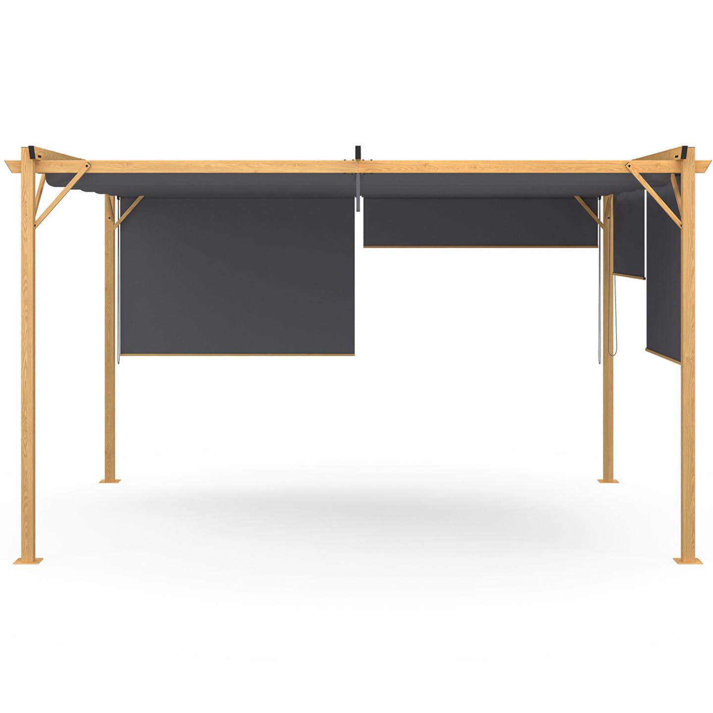 IDMarket - Pergola Effet Bois Toit rétractable 3x4 M et 4 Stores