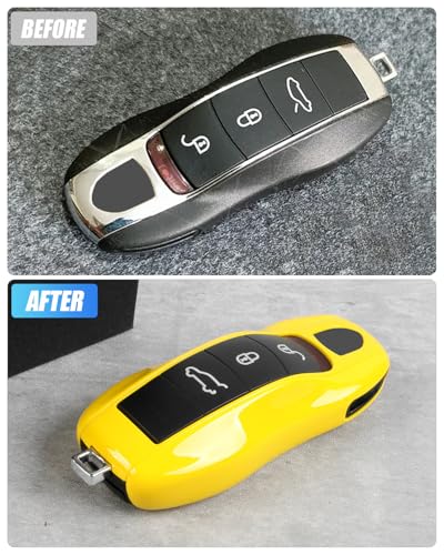 Coque de clé pour Porsche Macan Cayenne 718 boîtier protection jaune - 5
