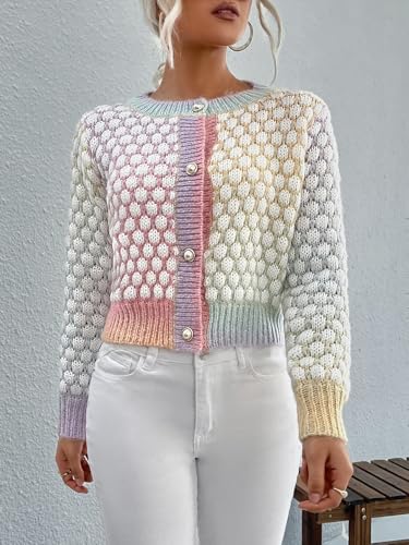 Image of Floerns Women's Ombre Marled Knitwear Long Sleeve Button Front Cardigan