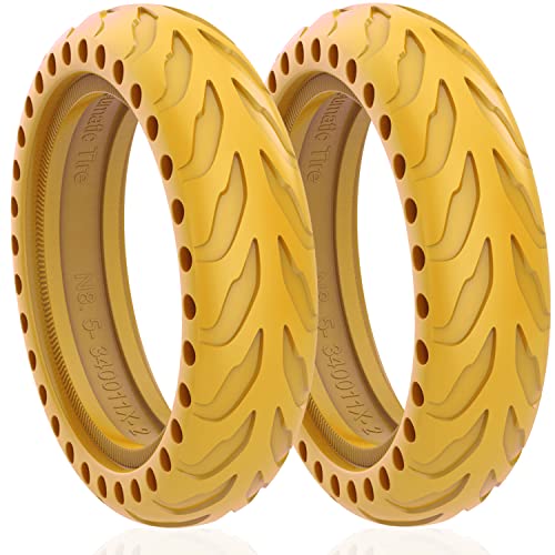 GODETON Solid Rubber Tire 8.5 inch for Xiaomi M365/Pro Electric Scooter Gotrax GXL V2/XR/APEX XL Hiboy S2/S2R Front/Rear Tyre Shock Absorption Explosion-Proof Accessories 2PCS (yellow)