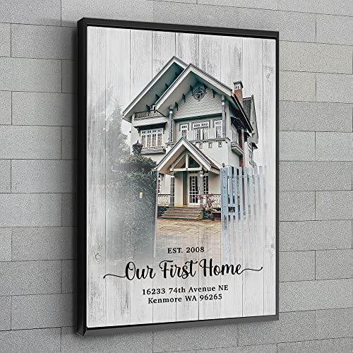Custom House Portrait with Wooden Background, Rustic House Painting - Perfect for Housewarming or First Home Gift
