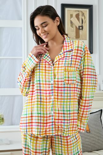 Image of YiNi LuLu Womens Pajamas Set 2 Piece Long Sleeve Sleepwear Button Down Pjs Lounge Set Nightwear with Pockets