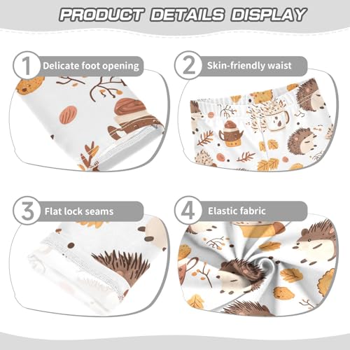 Wusikd Cute Hedgehogs Girls' Leggings Toddler Doodles Cookies Kids Yoga Pants Dance Active Tights 4T3