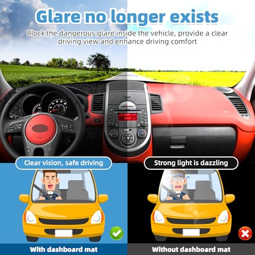 Image of Dash Cover Mat Compatible with Kia Soul 2010-2013 Non-Slip Dashboard Cover Mat Sunshade UV Rays Protector Interior Accessories