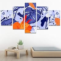 SIGNWIN 5 Panel Canvas Wall Art Modern Art Decorative Elements Fun Illustrations Leaves Multicolor Patterns for Home Decorations Ready to Hang - 60