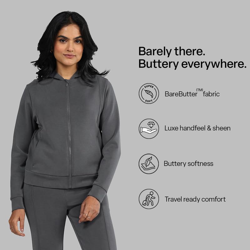 Image of BlissClub Bare Butter Hoodie | Front Pockets | Full-Length Zipper | Cuffed at Sleeve |