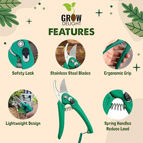 Image of Heavy Duty Pruner cutter for Home Garden | Pruning Cutter for Plants With Steel Blades & Teflon Coating Blade, Tree Trimmers, Wood Branch Trimmer, Grass Cutting Scissors