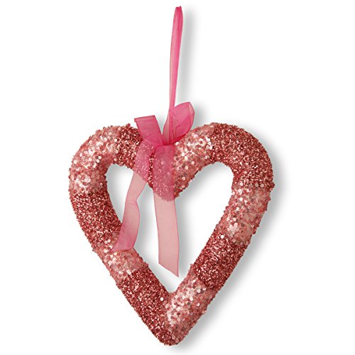 National Tree 11 Inch Pink Beaded Heart Shaped Valentine Wreath (RAV-HY12008P-1)