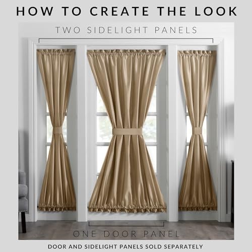 Threadmade Colette Faux Silk Side Door Window Panel, Gold - 28" W x 72" L - image 4