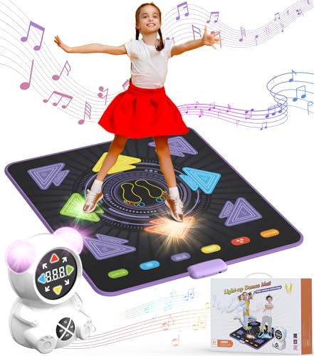 FWFX Tanzmatte Spielzeug für Mädchen Jungen: Geburtstagsgeschenke für Kinder im Alter von 312 Jahren Wiederaufladbares Kindertanzmatten Leuchtende Musikmatte mit Kabellosem Bluetooth-Musikplayer