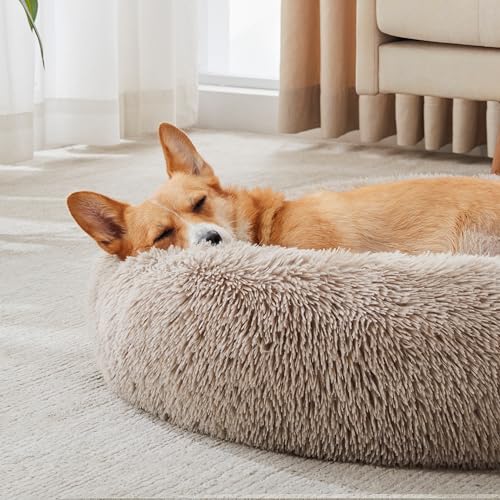Western Home WH Calming Donut Dog Bed (20–30", Brown Faux Fur) — view 2