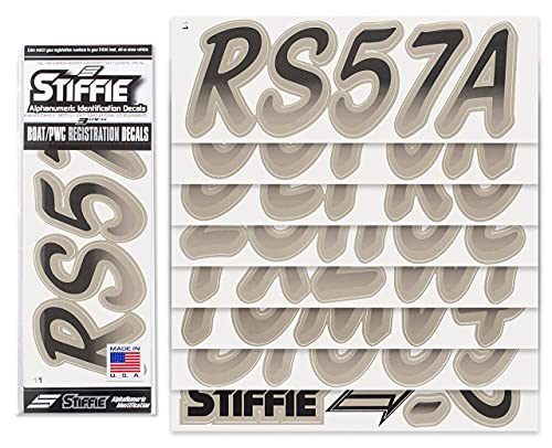 Image of STIFFIE Whipline Black /Pewter 3 inch Boat & PWC Registration Decals • Numbers Letters Stickers