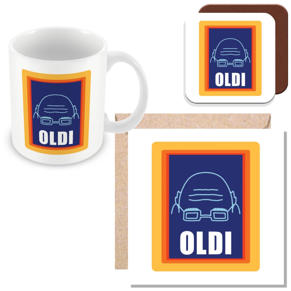 MUGGZ - OLDI - Mug, Card & Coaster - Gift for More Mature Friends and Colleagues - Crinkly Codger — image 1
