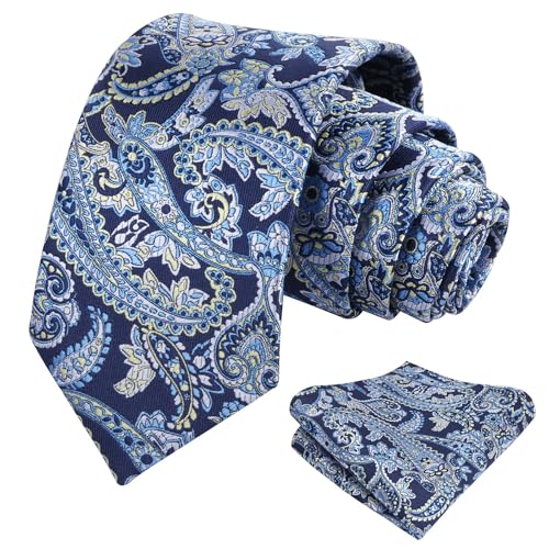 Image of Alizeal Mens 3.15'' Vintage Paisley Tie Pocket Square Set | Elegant Perfect for Banquet Wedding and Party