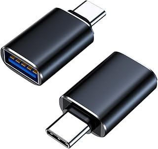 USB C Male to USB Female Adapter 2 Pack, USB A Female to USB C Male Cable Converter, USBC Type C Connector Charge & Data Sync for Laptop Car Charger Headphone Computer Hub etc. (2, Black)