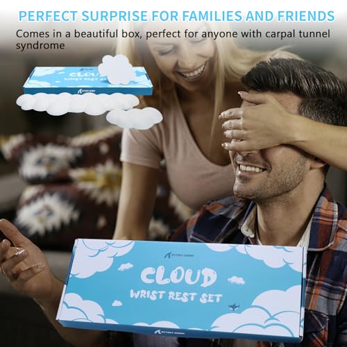 Image of ATTACK SHARK Cloud Keyboard Mouse Wrist Rest with Coaster Set,Ergonomic Palm Rest Combo for Pain Relief, Non-Slip Base,Ultra-Soft Memory Foam Wrist Cushion Support for Comfortable Typing /Gaming-White