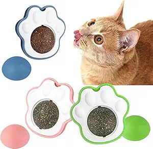 PawLites Catnip Wall Toy, Rotatable Catnip Lick able Balls, Safe Healthy Kitten Chew Toys, Teeth Cleaning Cat Bite Toy, Cat Wall Treats Green