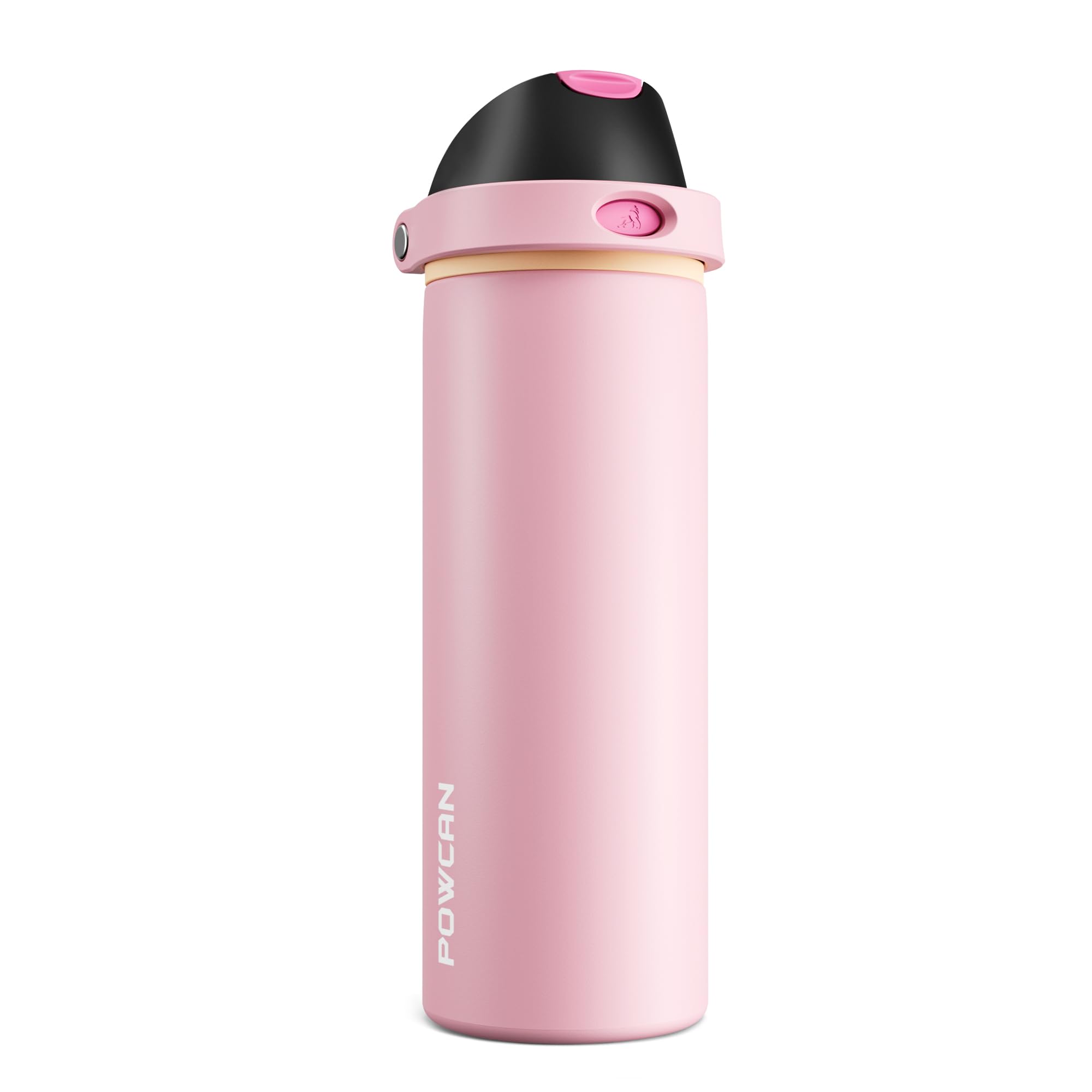 POWCAN 24 oz Insulated Water Bottle for Women: 2-in-1 Push-Button Spout &amp; Quick-Flip Straw, Leakproof, Cold 24Hrs, Fits Car Cup Holder, Stainless Steel Cup for Sports, Camping, Gift (Polka Whimsy)
