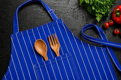 Image of 100% Cotton Cooking kitchen Apron for Women and Men chef apron With adjustable neckstrap and ties with center pocket with strong and durable cotton apron