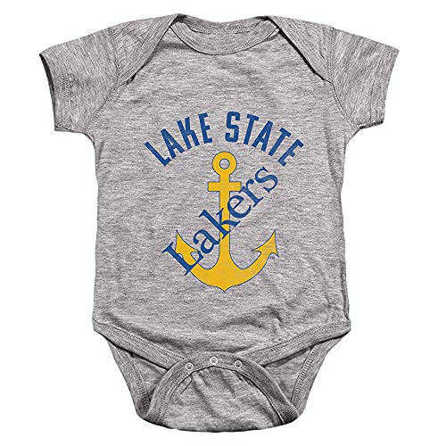 Lake Superior State University Official Lakers Logo Unisex Infant Snap Suit for Baby,Athletic Heather, 6 Months