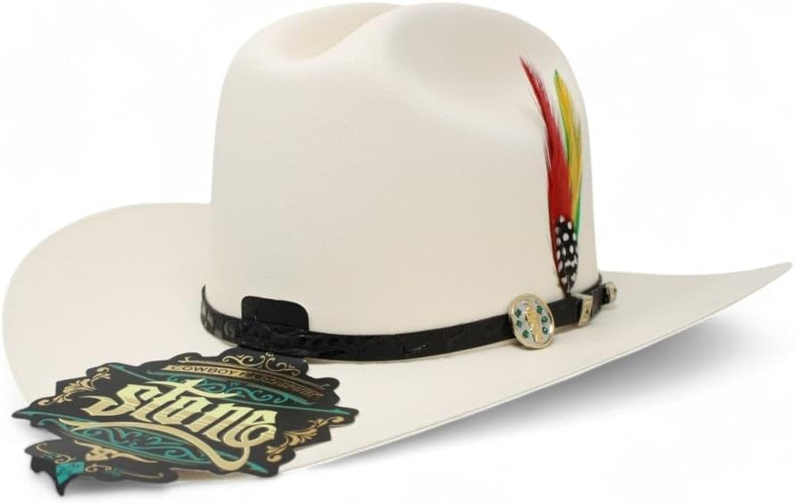 Men's Original Stone Cowboy Hat San Judas Tadeo 1,000X Western Straw Hat - Sinaloa Style