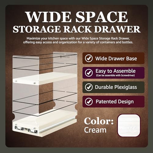 Vertical Spice - Sliding Spice Rack - Pull Out Spice Rack for Inside Cabinets, Sliding Shelves, Rack for Kitchen Cabinets - Made in USA - 2 Tier - 10.6" D x 4.6" W x 10.75" H(Cream, Fully Assembled) - Thumbnail 2