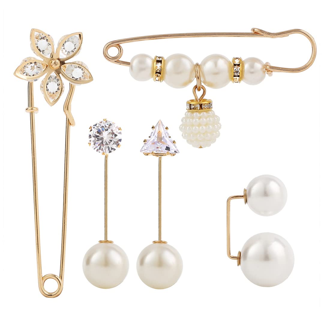 Yellow Chimes Brooch for Women and Girls | 5 Pcs White Pearl Brooch Pins Sweater Shawl Clips Faux Pearl | Collar Safety Pin Clothing Dresses Decoration Accessories | Birthday Gift for Girls and Women (B0BB76RQ6Q) Amazon Price History, Amazon Price Tracker