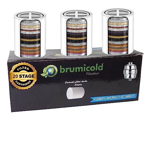 Brumicold Pack Ahorro 3 Filtro Ducha Recambio Cartucho 20 Etapas, Compatible Con Los Filtros De 6,8,10,12,15,18 Etapas Vitamina C, Ideal Para Piles Atópicas, Reduce Incrustaciones Brumicold Pack Ahorro 3 Filtro Ducha Recambio Cartucho 20 Etapas, Compatible Con Los Filtros De 6,8,10,12,15,18 Etapas Vitamina C, Ideal Para Piles Atópicas, Reduce Incrustaciones