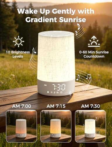 LIORQUE Sunrise Alarm Clock Wake Up Light with 30 Soothing Sounds &10 Wake Up Tones, Bedside Digital Alarm Clocks Mains Powered, Night Light for Kids Adults, White Noise Machine for Sleeping - Image 4