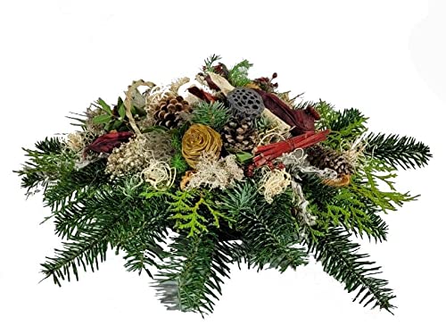 Grabgesteck mit echter Tanne - Winterschale für Friedhof von Flora Trans