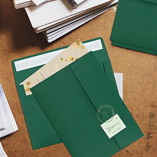 Image of 50 Packs 5x7 Envelopes, A7 5x7 Envelopes for Invitations, Printable Invitation Envelopes Self Seal for Weddings, Invitations, Photos, Greeting Cards, Mailing (Dark Green)