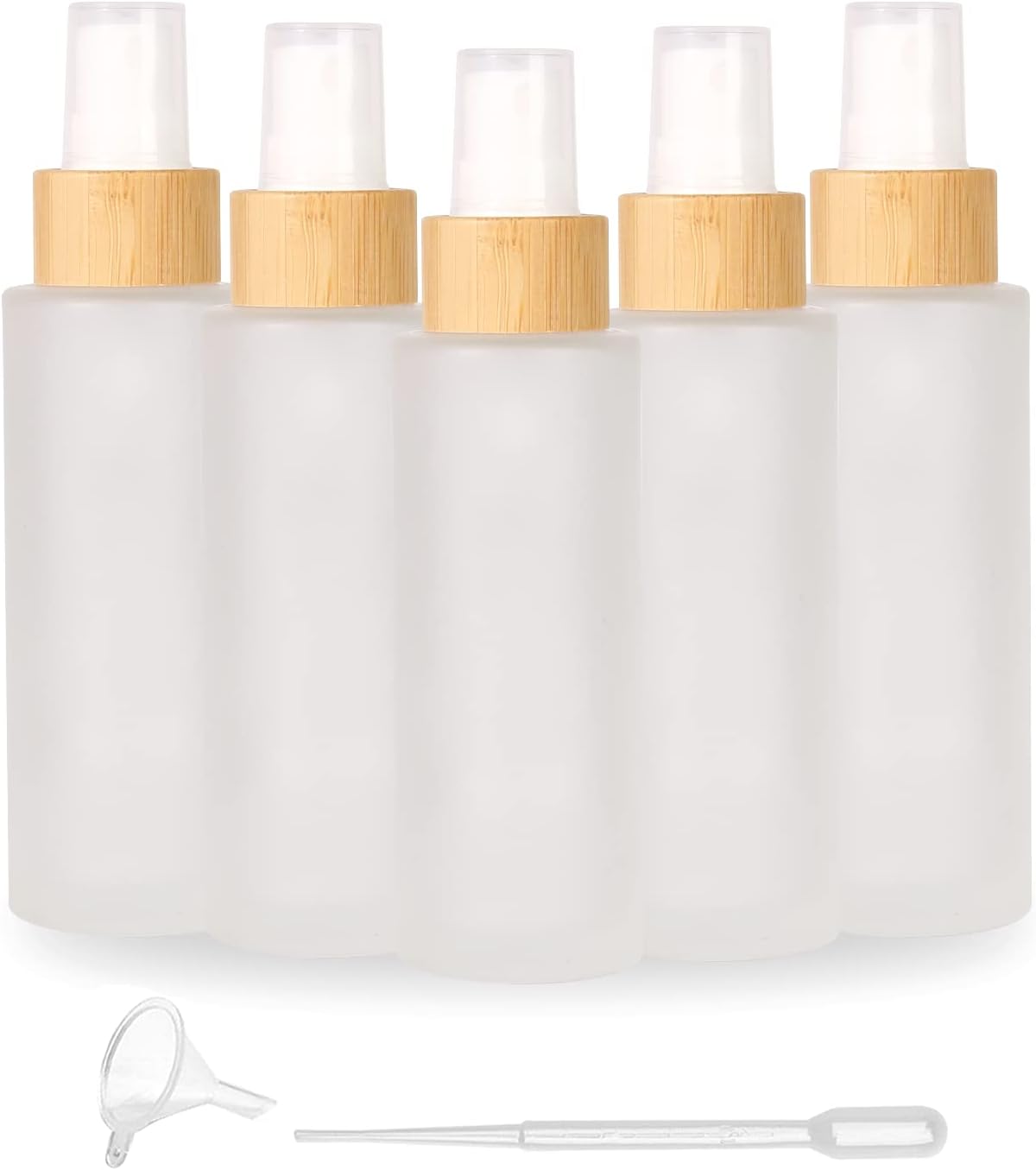 COSIDEA 6PCS Empty Bamboo 60 ml frosted gray glass spray bottle with fine mist sprayer, suitable for Watery products, etc. (Bamboo spray)