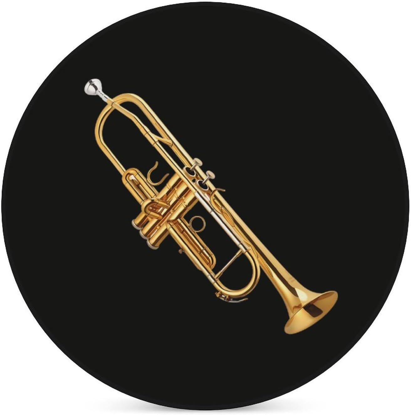 Gold Trombone Round Ceramic Coasters Print Drinks Absorbent with Cork Base for Home Decor Gifts 4 Inch