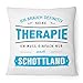 Produktbild Fashionalarm Kissen Ich brauch keine Therapie - Schottland - 40x40 cm mit Füllung | Geschenk Idee Spruch Urlaub Reise UK Edinburgh Glasgow, Farbe:weiß